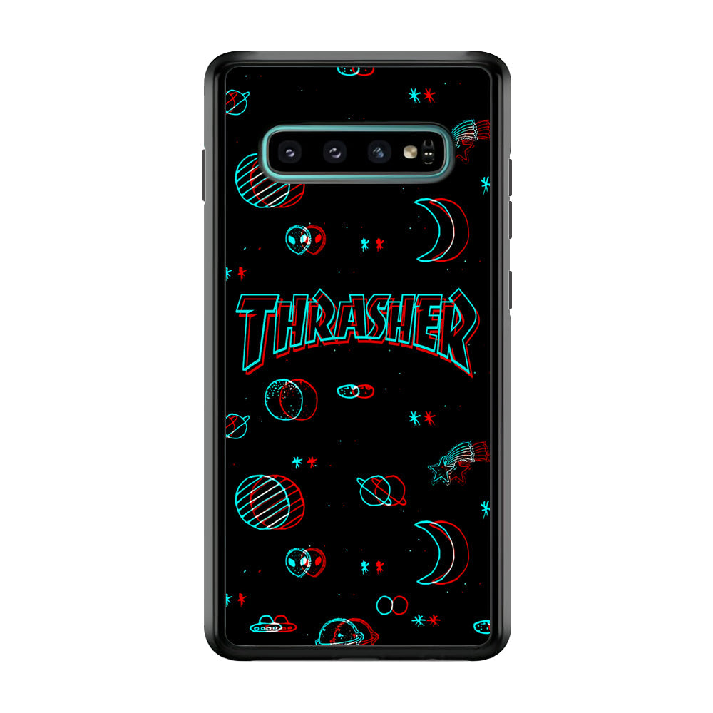 Thrasher Neon Galaxy Samsung Galaxy S10 Plus Case-Mobile Phone Case-Rubber Black (2D Case)-Altracase