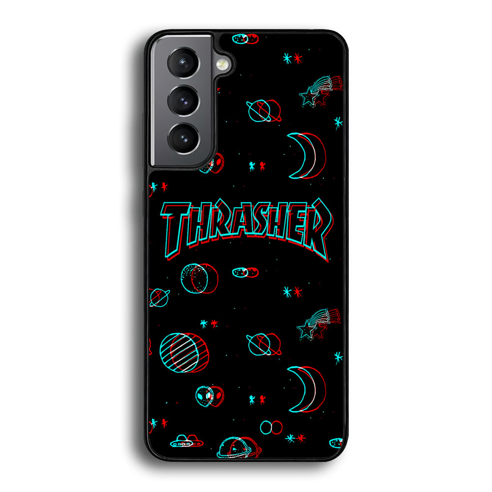 Thrasher Neon Galaxy Samsung Galaxy S21 Case-Mobile Phone Case-Rubber Black (2D Case)-Altracase