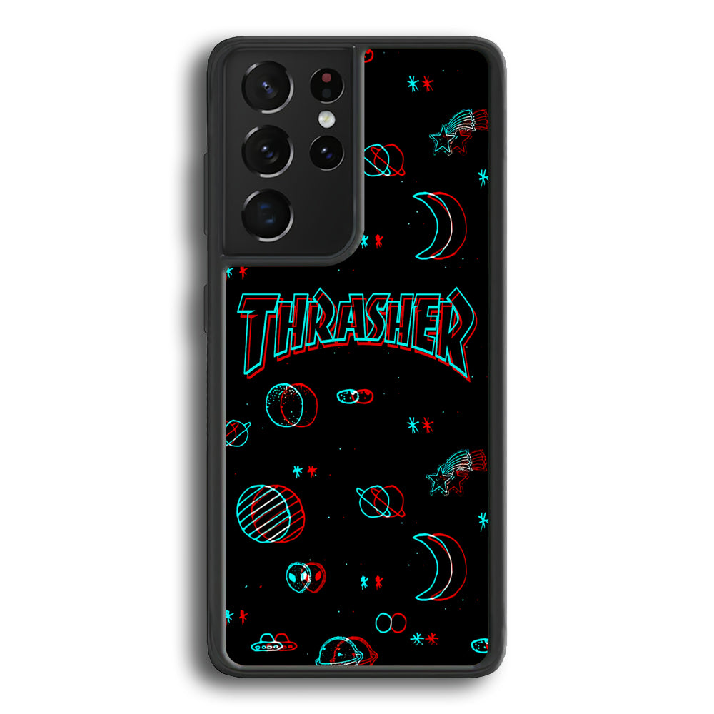 Thrasher Neon Galaxy Samsung Galaxy S21 Ultra Case-Mobile Phone Case-Rubber Black (2D Case)-Altracase