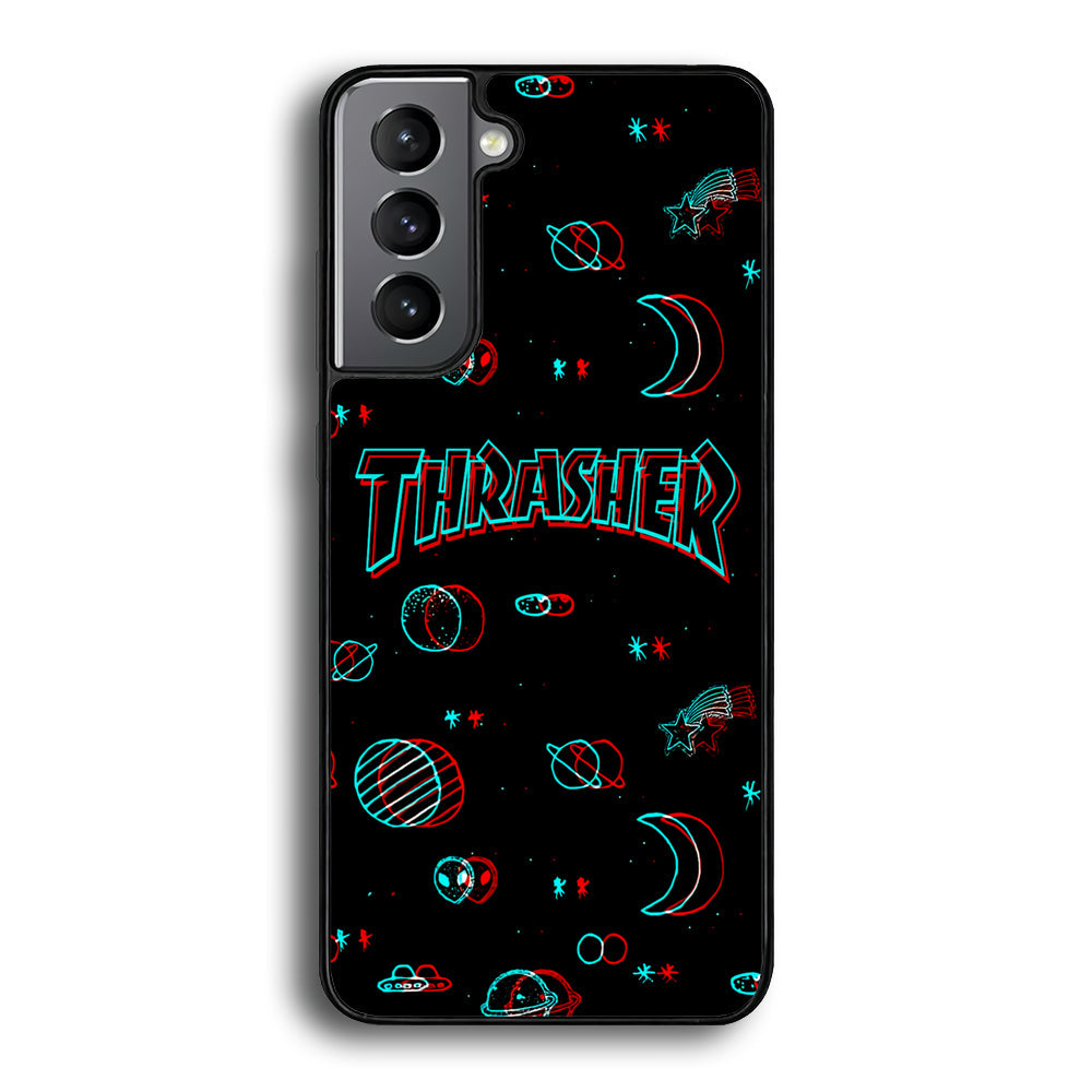 Thrasher Neon Galaxy Samsung Galaxy S23 Case-Mobile Phone Case-Rubber Black (2D Case)-Altracase