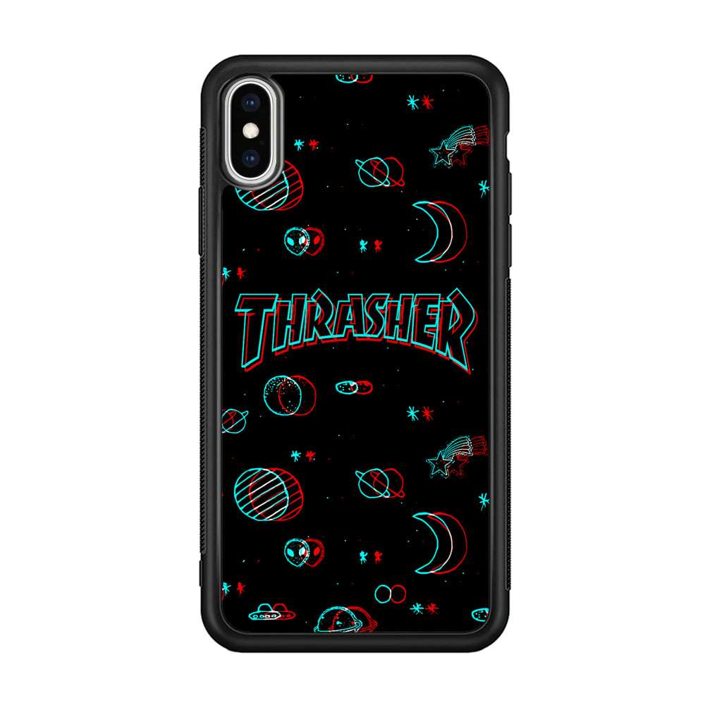 Thrasher Neon Galaxy iPhone Xs Case-Mobile Phone Case-Rubber Black (2D Case)-Altracase