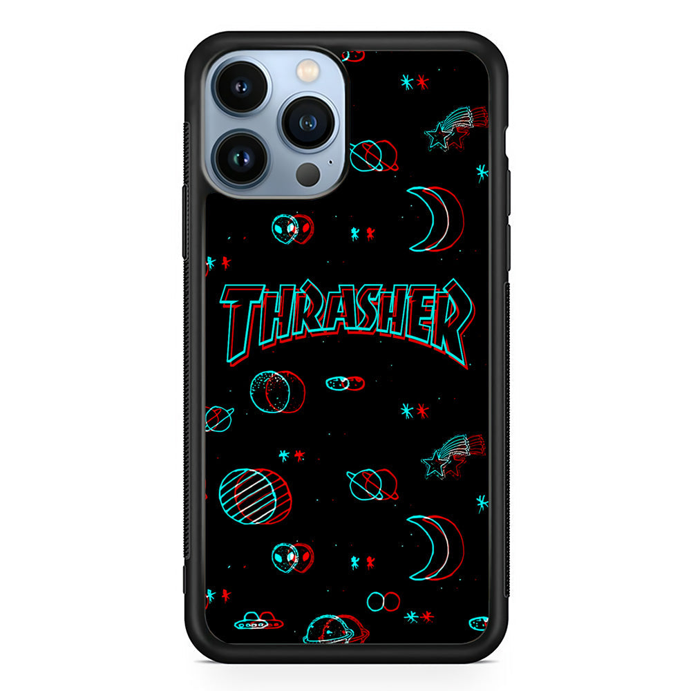 Thrasher Neon Galaxy iPhone 14 Pro Max Case-Mobile Phone Case-Rubber Black (2D Case)-Altracase