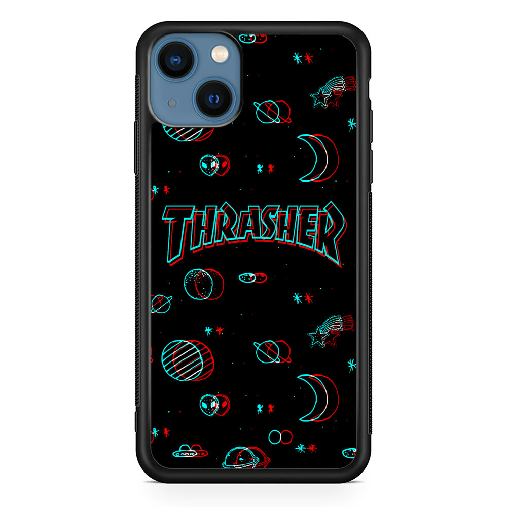 Thrasher Neon Galaxy iPhone 13 Case-Mobile Phone Case-Rubber Black (2D Case)-Altracase