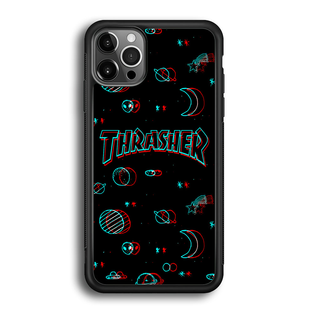 Thrasher Neon Galaxy iPhone 12 Pro Max Case-Mobile Phone Case-Rubber Black (2D Case)-Altracase