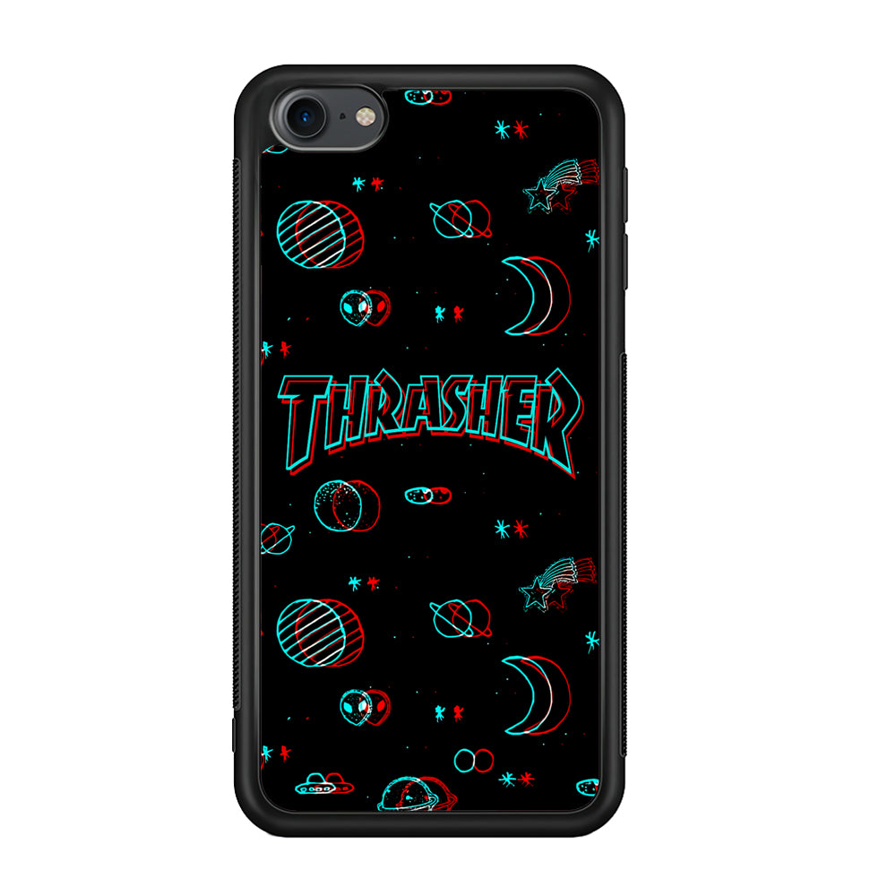 Thrasher Neon Galaxy iPod Touch 6 Case-Mobile Phone Case-Rubber Black (2D Case)-Altracase