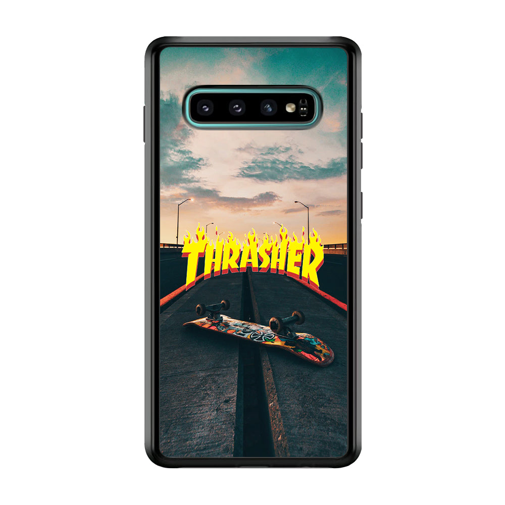 Thrasher Skate Street View Samsung Galaxy S10 Case-Mobile Phone Case-Rubber Black (2D Case)-Altracase