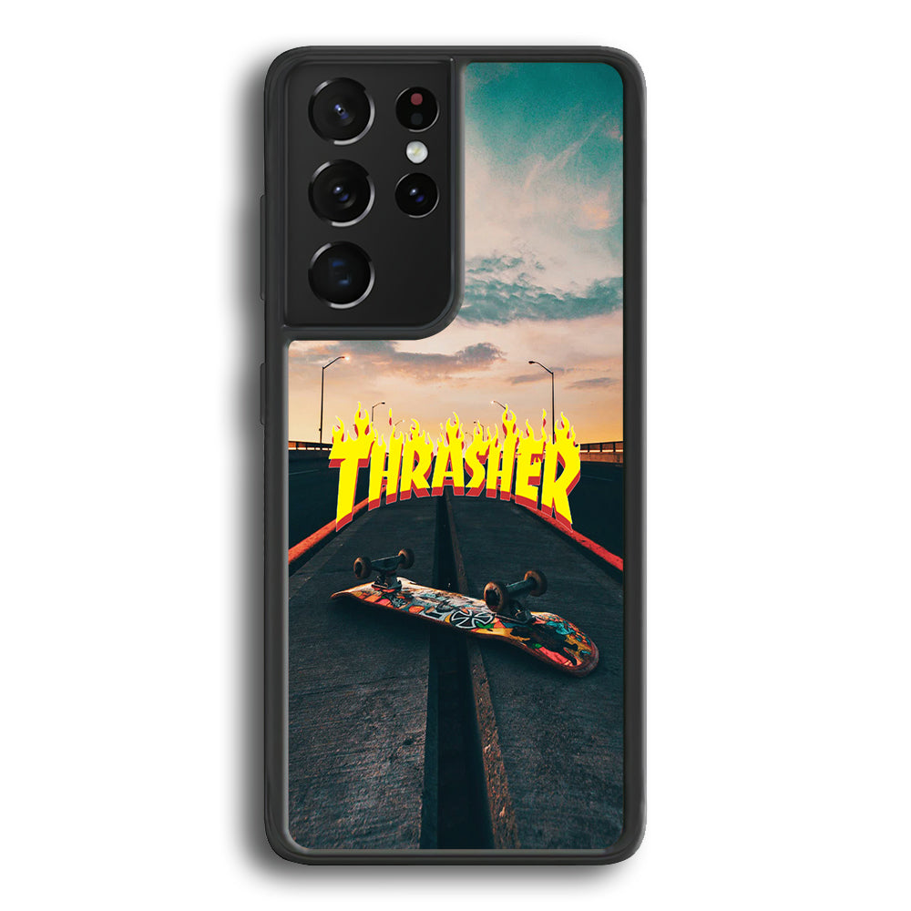 Thrasher Skate Street View Samsung Galaxy S21 Ultra Case-Mobile Phone Case-Rubber Black (2D Case)-Altracase
