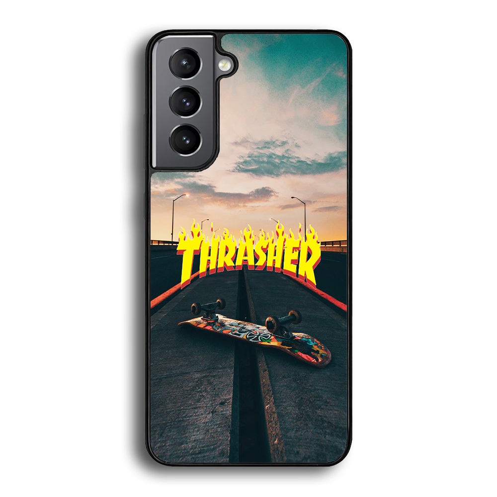 Thrasher Skate Street View Samsung Galaxy S24 Plus Case-Mobile Phone Case-Rubber Black (2D Case)-Altracase