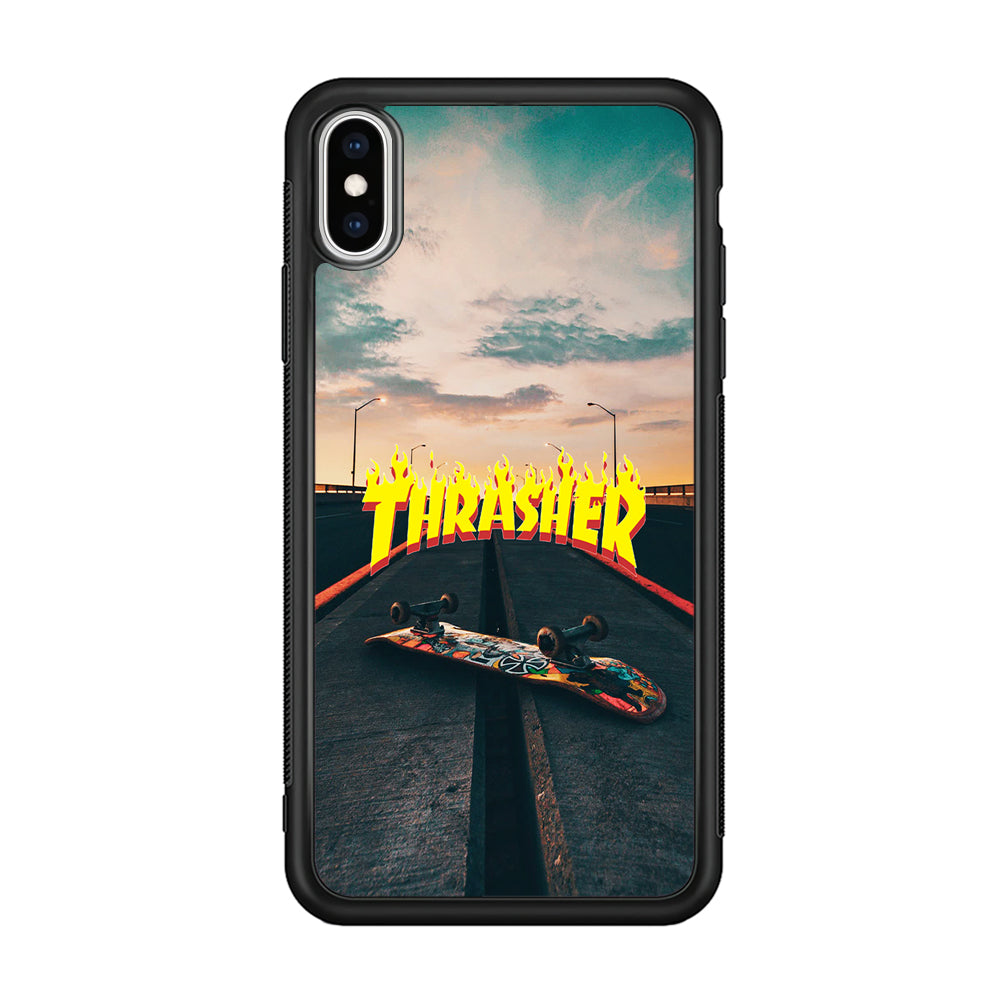Thrasher Skate Street View iPhone Xs Case-Mobile Phone Case-Rubber Black (2D Case)-Altracase