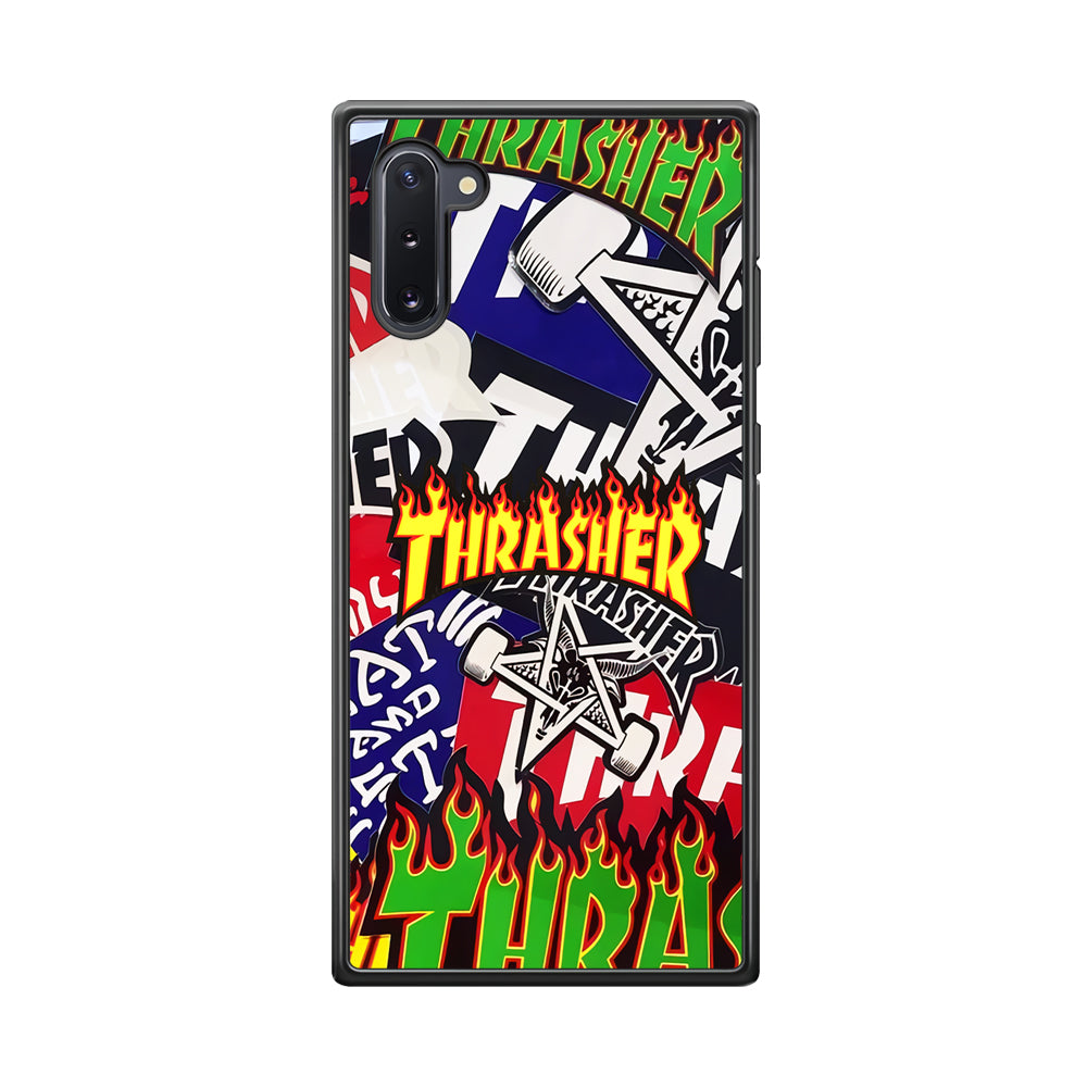 Thrasher Sticker Flat Samsung Galaxy Note 10 Case-Mobile Phone Case-Rubber Black (2D Case)-Altracase