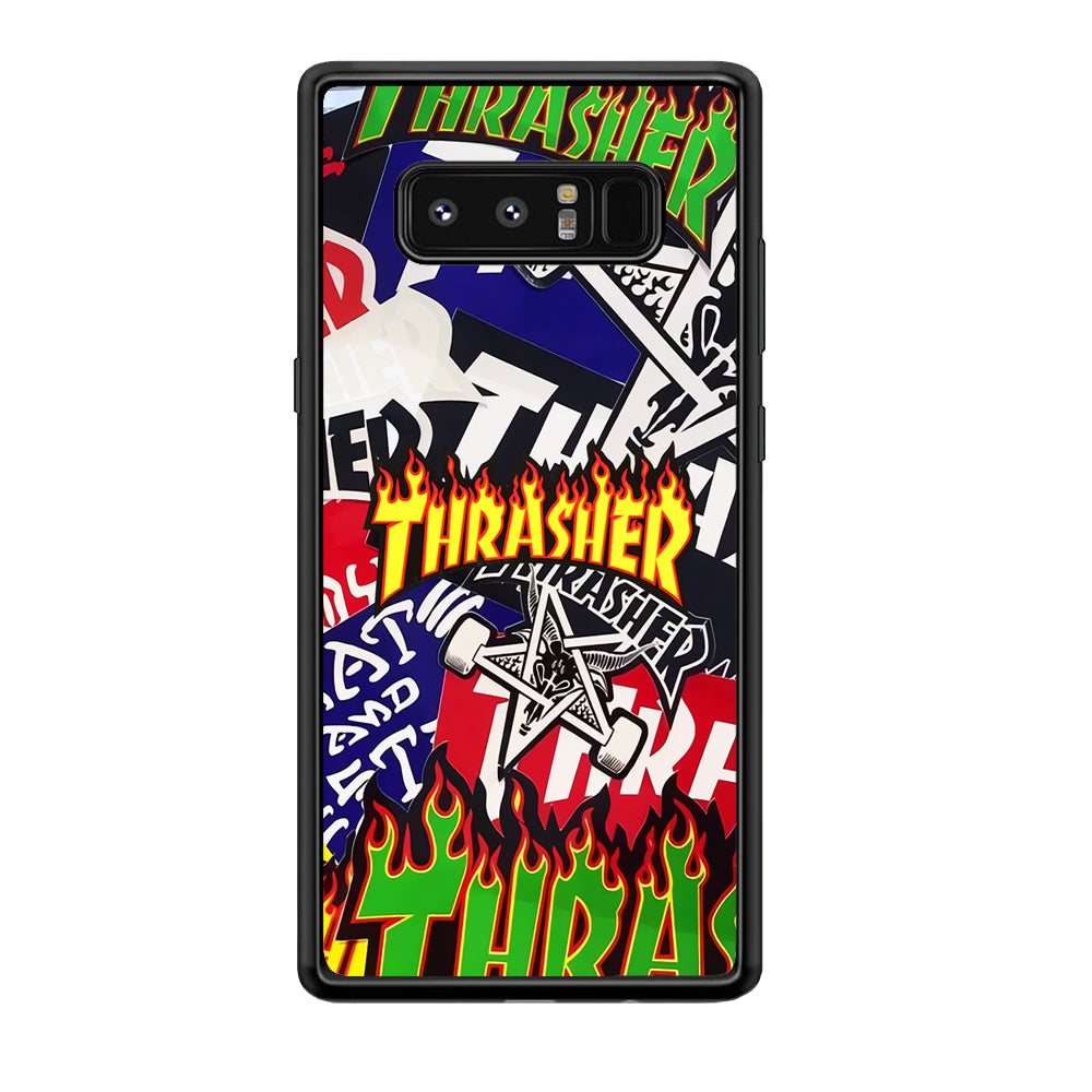 Thrasher Sticker Flat Samsung Galaxy Note 8 Case-Mobile Phone Case-Rubber Black (2D Case)-Altracase