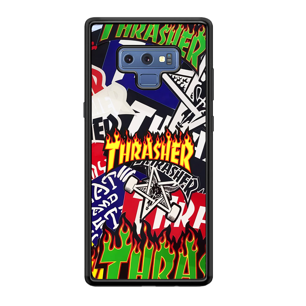 Thrasher Sticker Flat Samsung Galaxy Note 9 Case-Mobile Phone Case-Rubber Black (2D Case)-Altracase