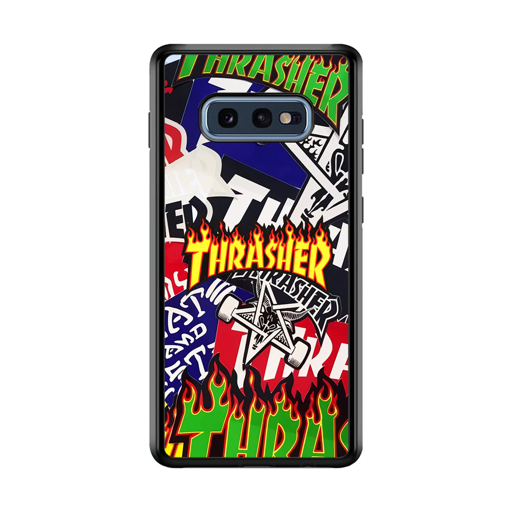 Thrasher Sticker Flat Samsung Galaxy S10E Case-Mobile Phone Case-Rubber Black (2D Case)-Altracase