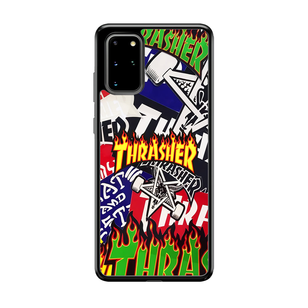Thrasher Sticker Flat Samsung Galaxy S20 Plus Case-Mobile Phone Case-Rubber Black (2D Case)-Altracase
