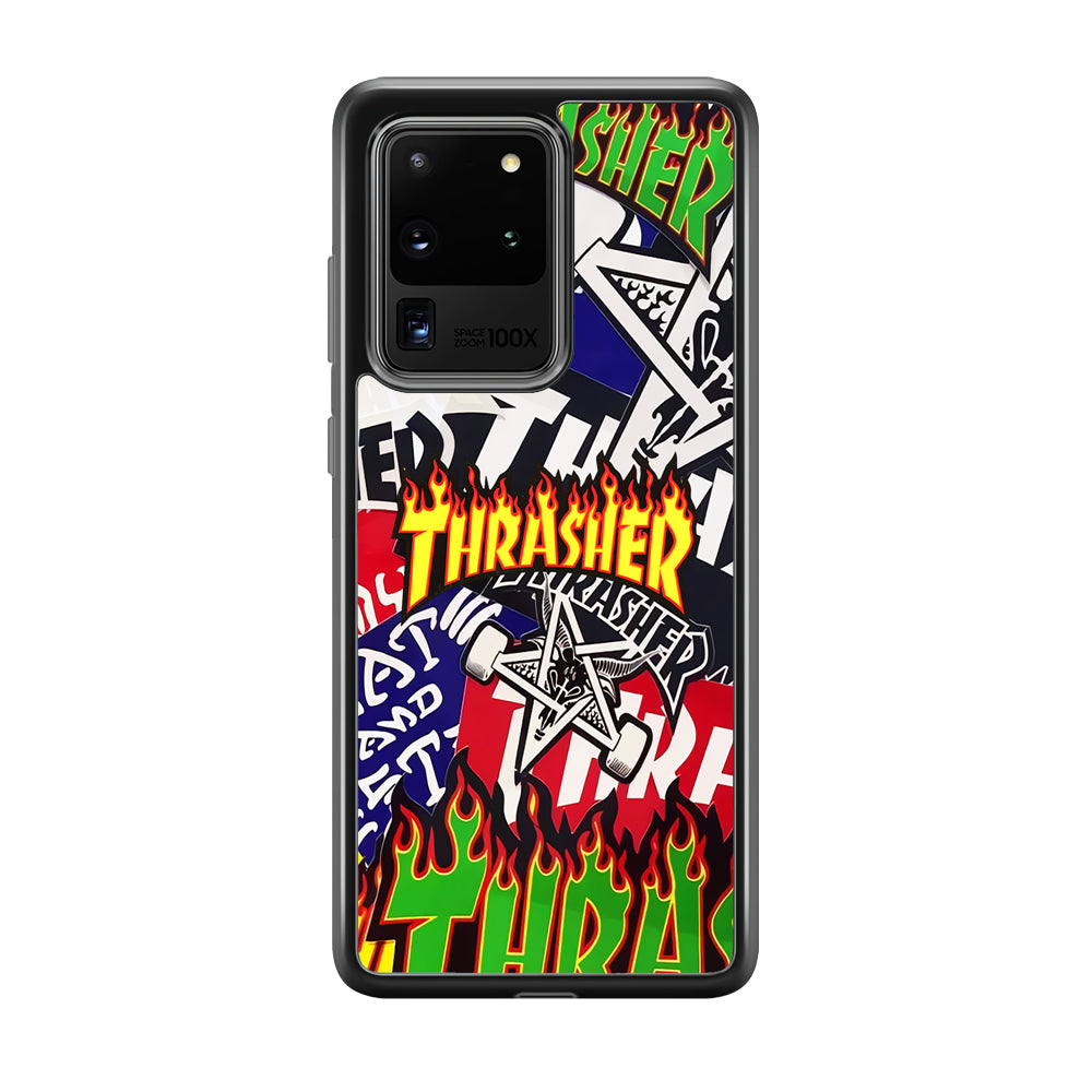 Thrasher Sticker Flat Samsung Galaxy S20 Ultra Case-Mobile Phone Case-Rubber Black (2D Case)-Altracase