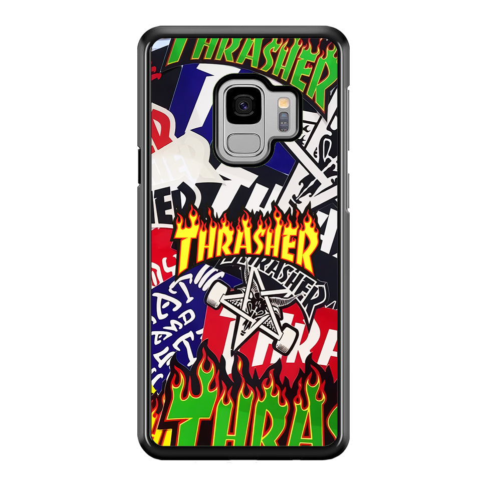 Thrasher Sticker Flat Samsung Galaxy S9 Case-Mobile Phone Case-Rubber Black (2D Case)-Altracase