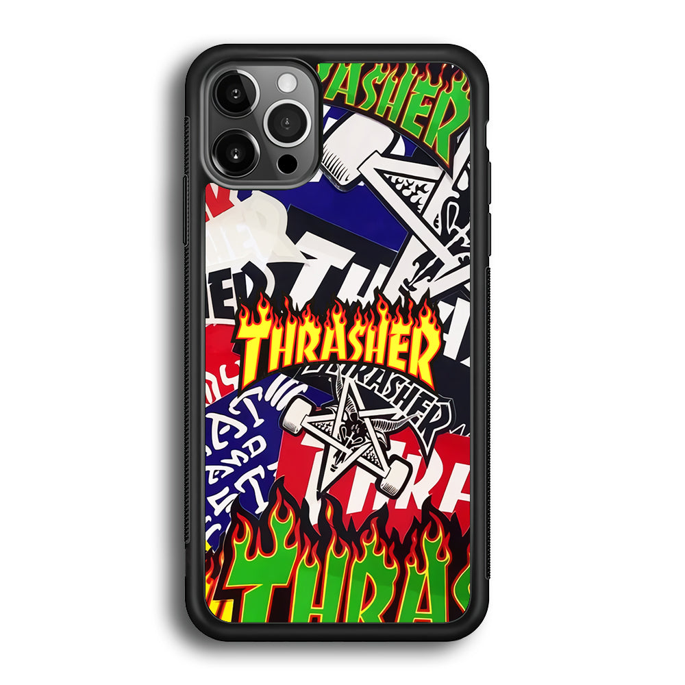 Thrasher Sticker Flat iPhone 12 Pro Max Case-Mobile Phone Case-Rubber Black (2D Case)-Altracase