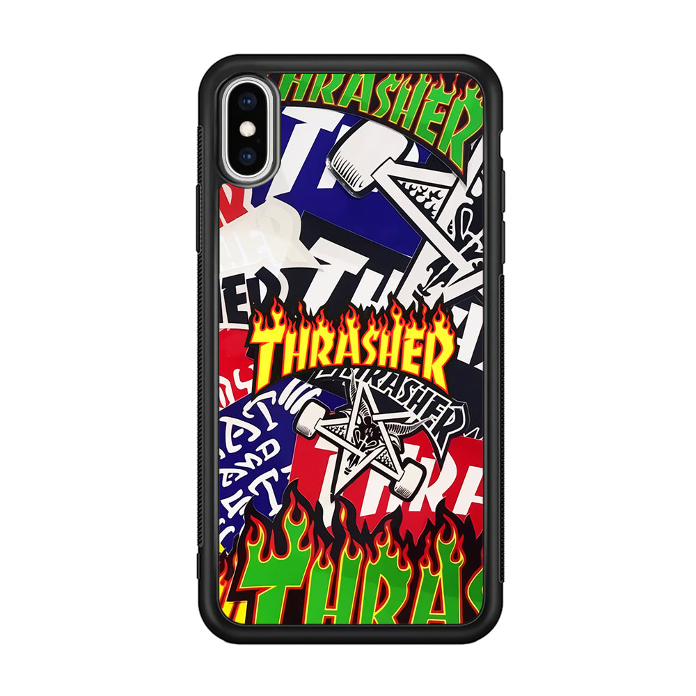 Thrasher Sticker Flat iPhone Xs Case-Mobile Phone Case-Rubber Black (2D Case)-Altracase