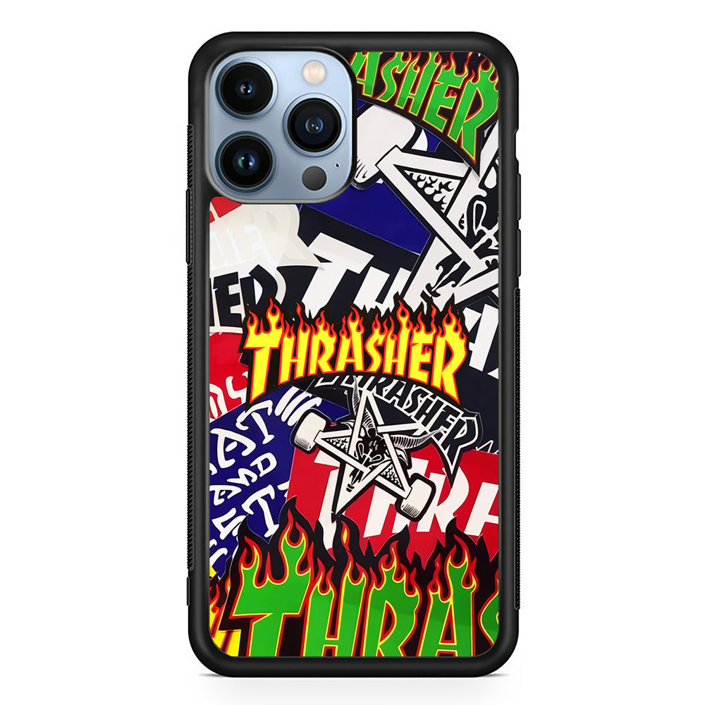 Thrasher Sticker Flat iPhone 15 Pro Case-Mobile Phone Case-Rubber Black (2D Case)-Altracase