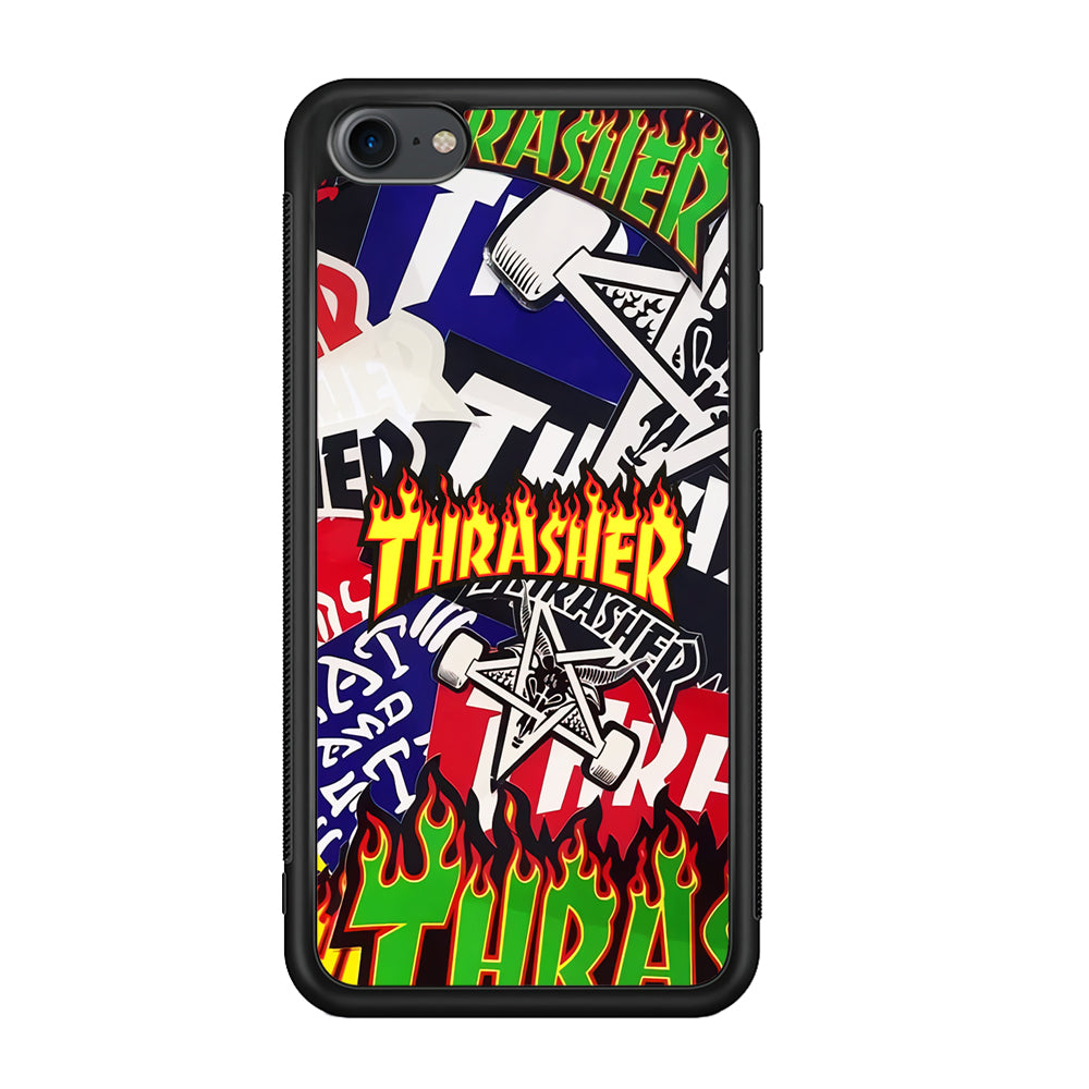 Thrasher Sticker Flat iPod Touch 6 Case-Mobile Phone Case-Rubber Black (2D Case)-Altracase