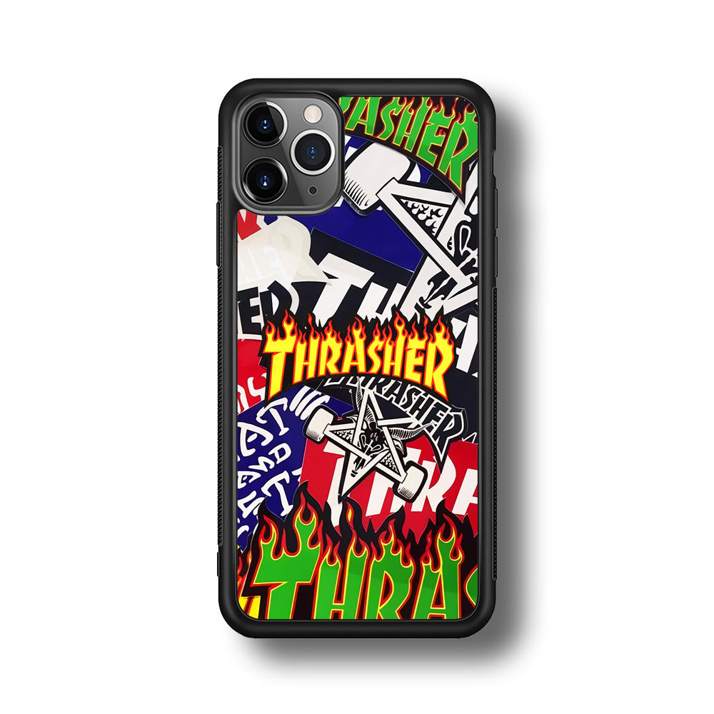 Thrasher Sticker Flat iPhone 11 Pro Max Case-Mobile Phone Case-Rubber Black (2D Case)-Altracase