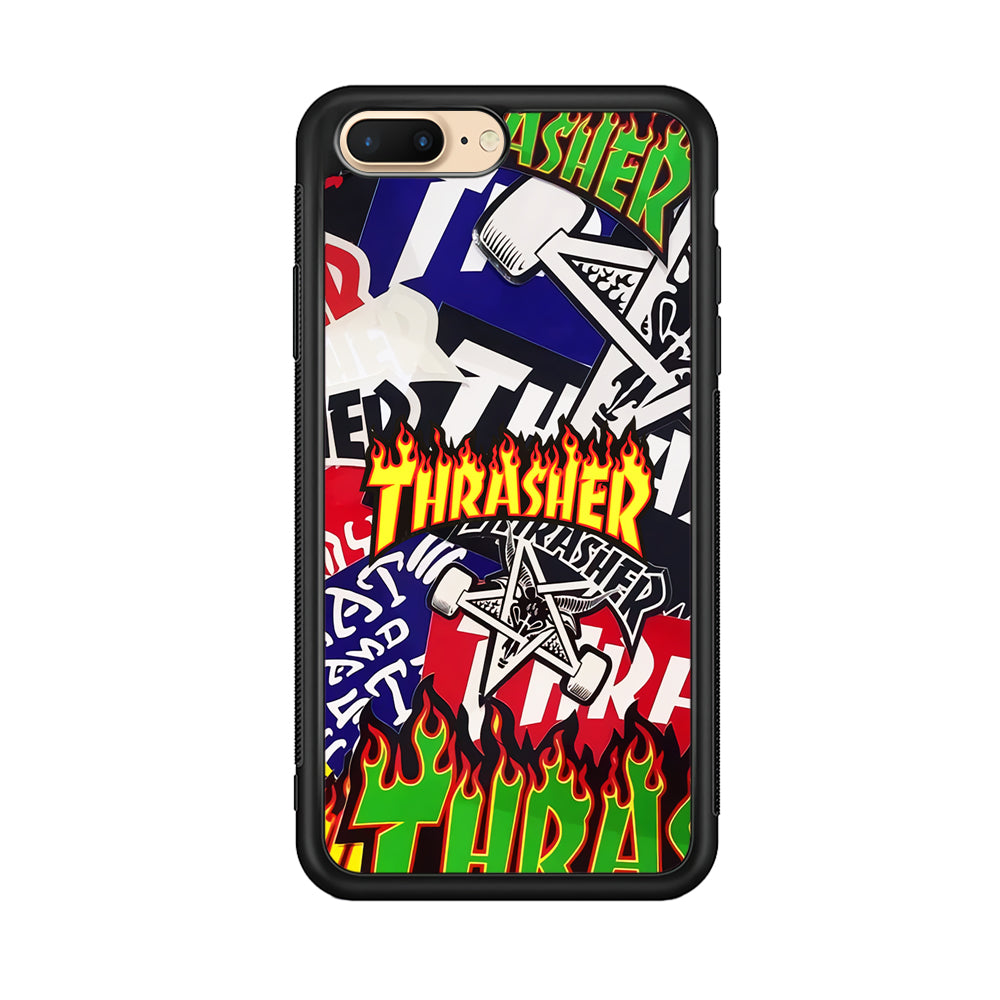 Thrasher Sticker Flat iPhone 7 Plus Case-Mobile Phone Case-Rubber Black (2D Case)-Altracase
