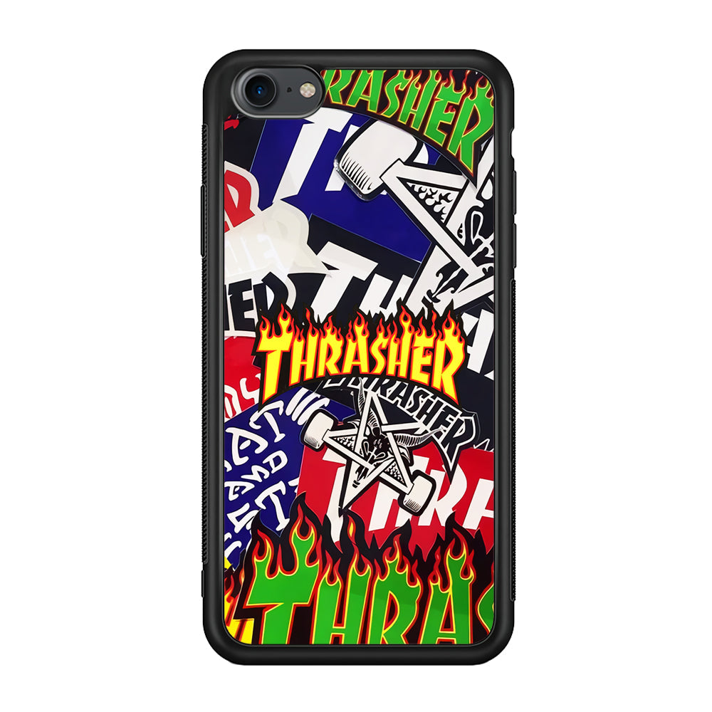 Thrasher Sticker Flat iPhone SE 3 2022 Case-Mobile Phone Case-Rubber Black (2D Case)-Altracase