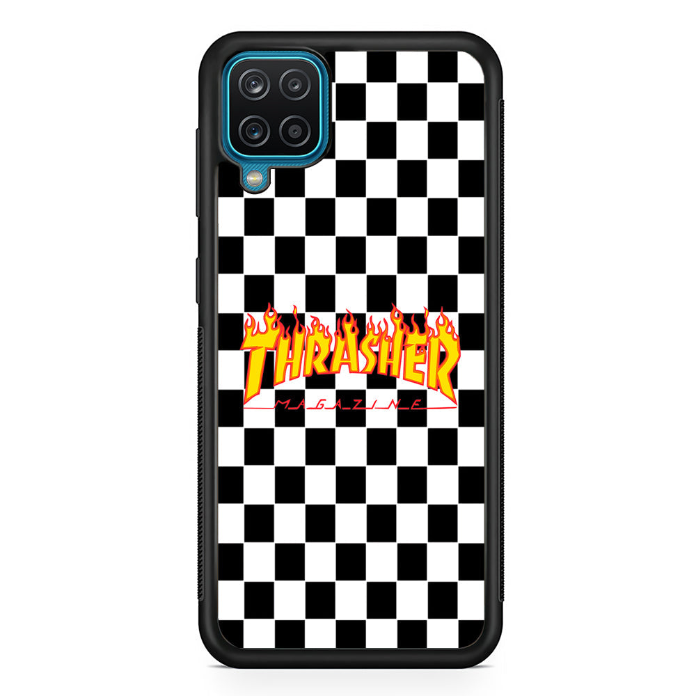 Thrasher Chess Board Background Samsung Galaxy A12 Case-Mobile Phone Case-Rubber Black (2D Case)-Altracase