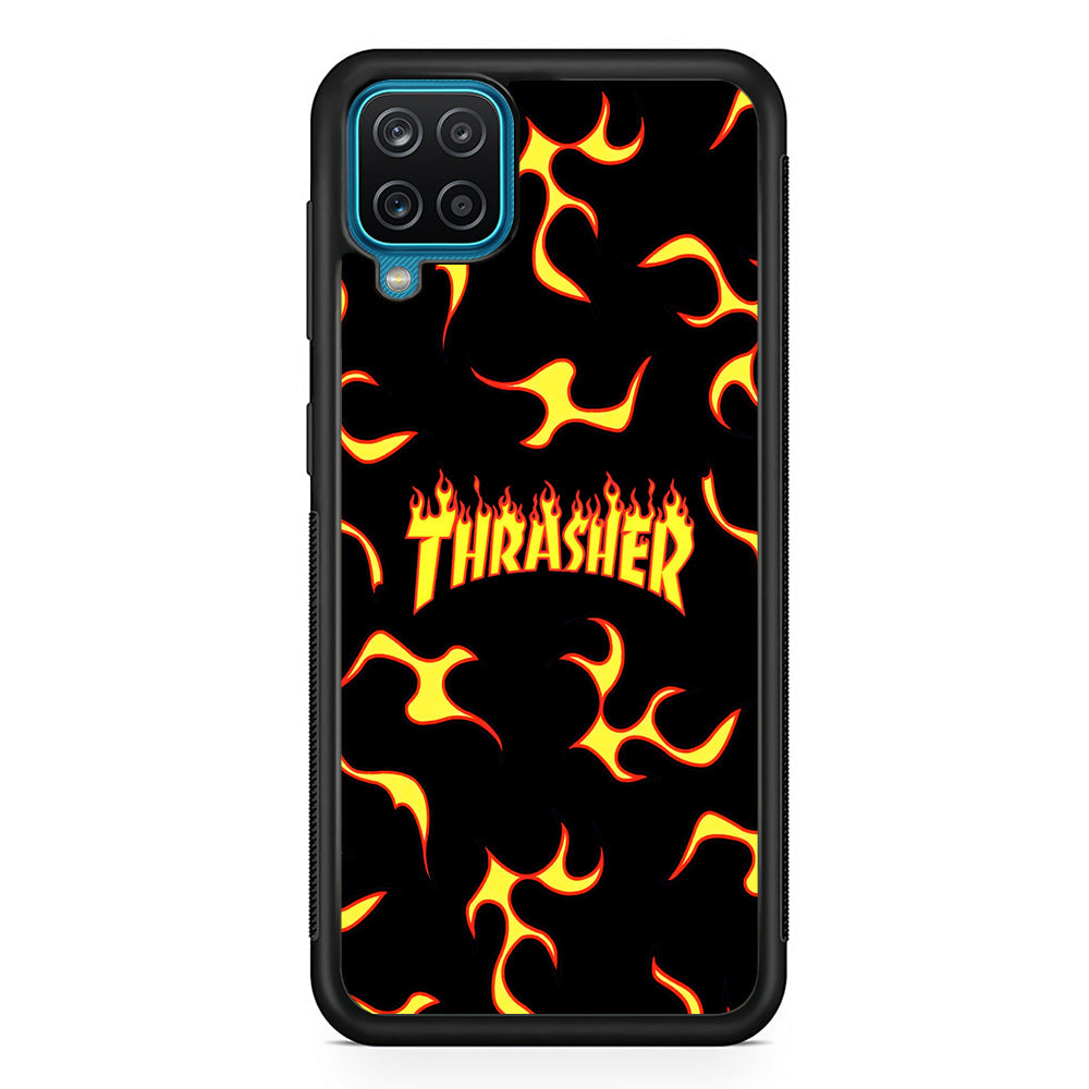 Thrasher Frame of Flame Samsung Galaxy A12 Case-Mobile Phone Case-Rubber Black (2D Case)-Altracase
