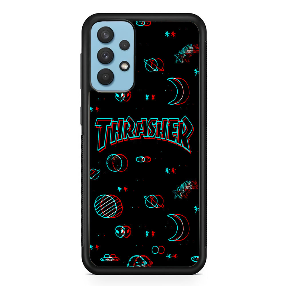 Thrasher Neon Galaxy Samsung Galaxy A32 Case-Mobile Phone Case-Rubber Black (2D Case)-Altracase