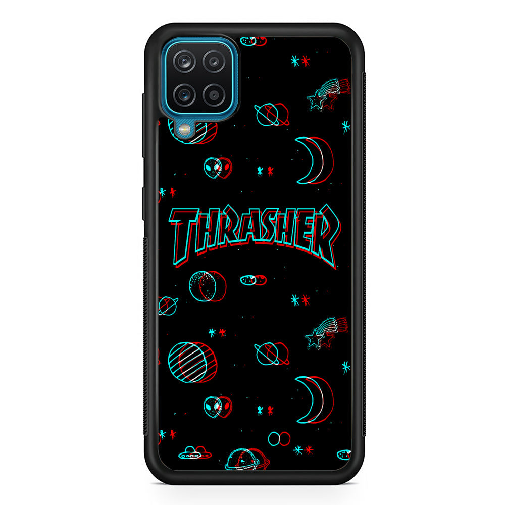 Thrasher Neon Galaxy Samsung Galaxy A12 Case-Mobile Phone Case-Rubber Black (2D Case)-Altracase