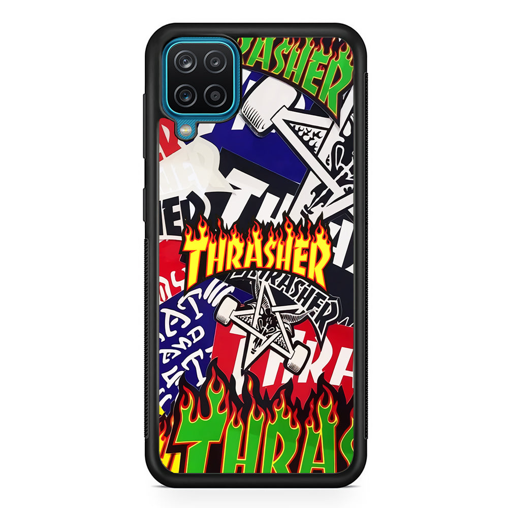 Thrasher Sticker Flat Samsung Galaxy A12 Case-Mobile Phone Case-Rubber Black (2D Case)-Altracase