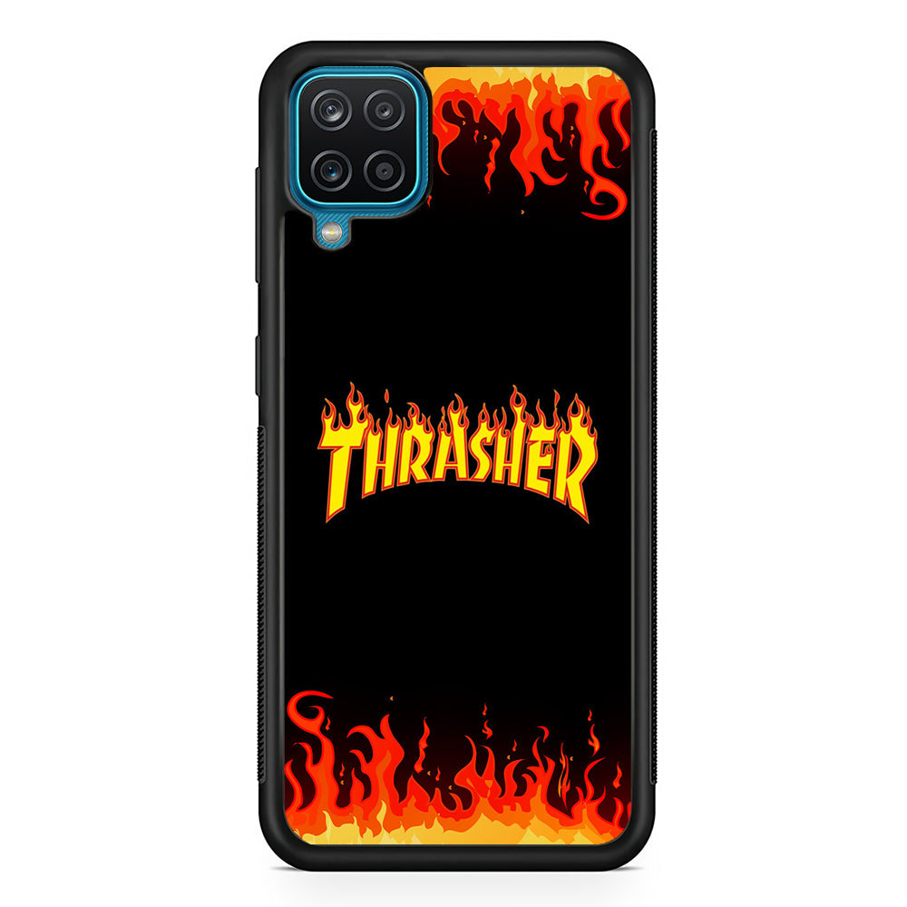 Thrasher in Fire Samsung Galaxy A12 Case-Mobile Phone Case-Rubber Black (2D Case)-Altracase