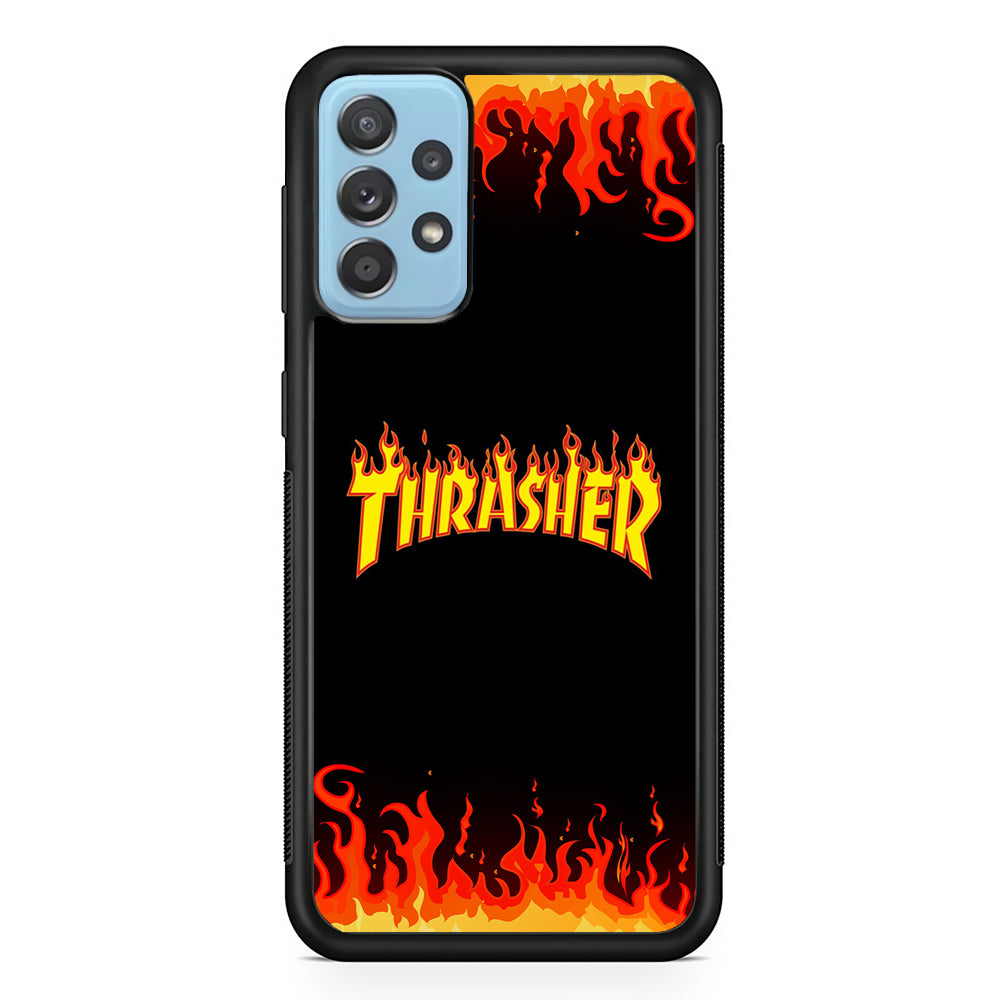 Thrasher in Fire Samsung Galaxy A72 Case-Mobile Phone Case-Rubber Black (2D Case)-Altracase