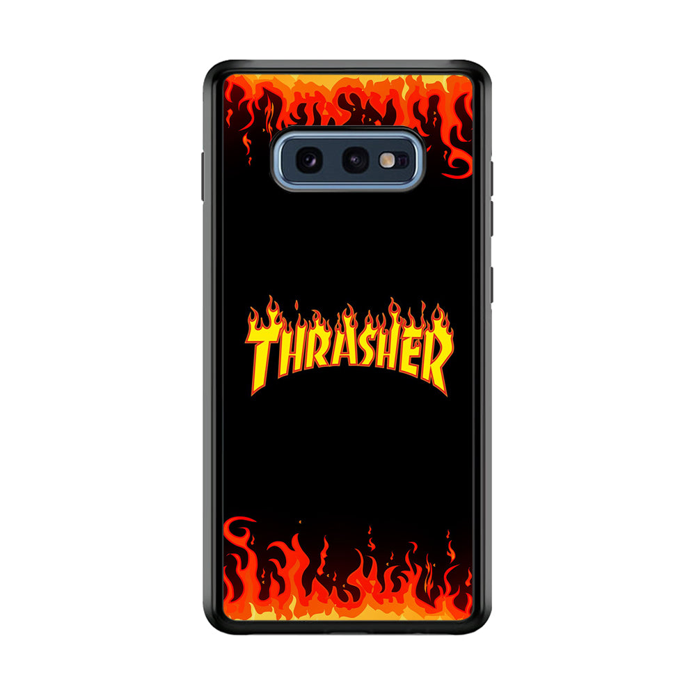 Thrasher in Fire Samsung Galaxy S10E Case-Mobile Phone Case-Rubber Black (2D Case)-Altracase