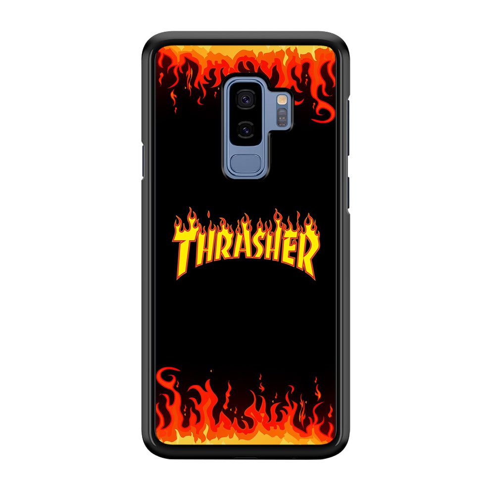 Thrasher in Fire Samsung Galaxy S9 Plus Case-Mobile Phone Case-Rubber Black (2D Case)-Altracase