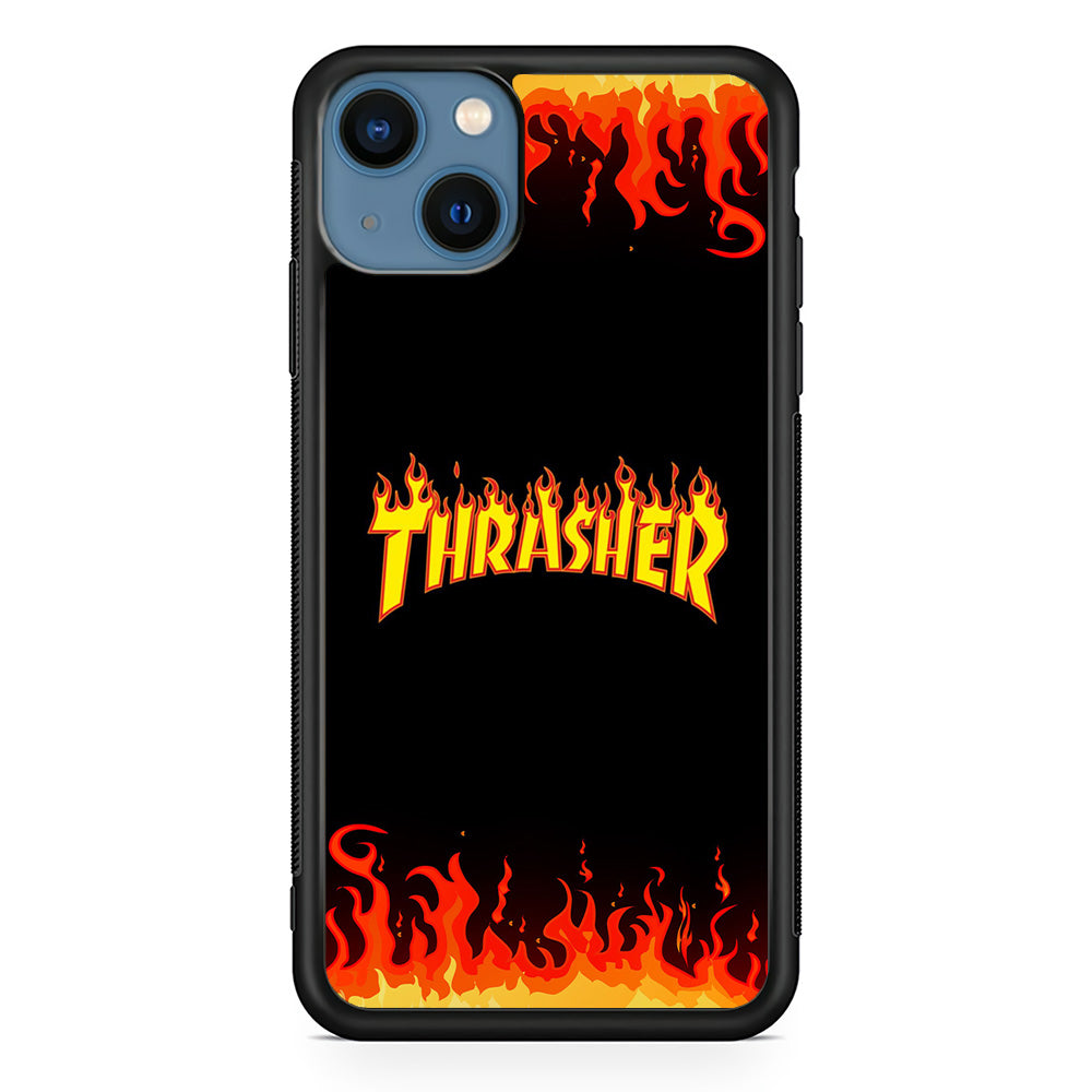Thrasher in Fire iPhone 13 Case-Mobile Phone Case-Rubber Black (2D Case)-Altracase
