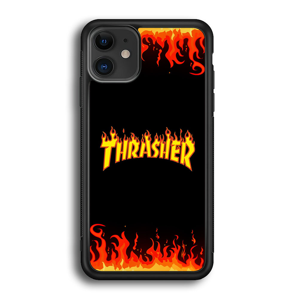 Thrasher in Fire iPhone 12 Case-Mobile Phone Case-Rubber Black (2D Case)-Altracase