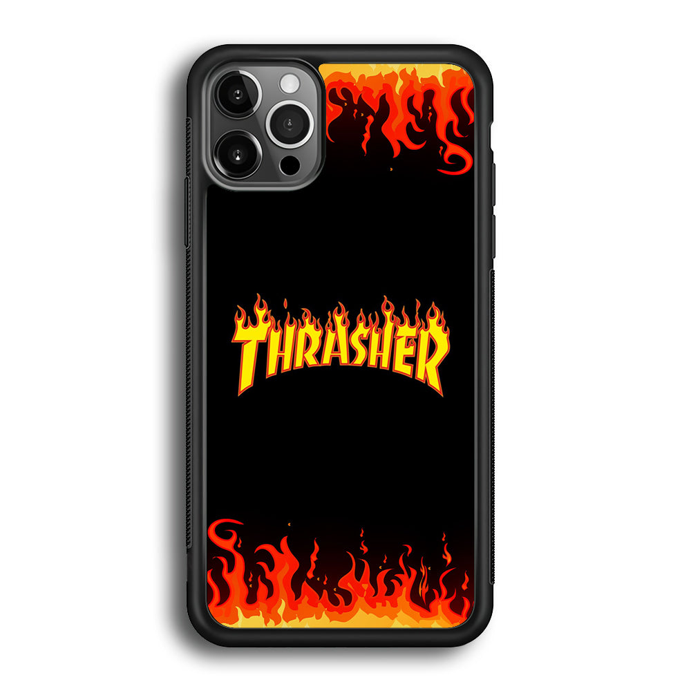 Thrasher in Fire iPhone 12 Pro Max Case-Mobile Phone Case-Rubber Black (2D Case)-Altracase