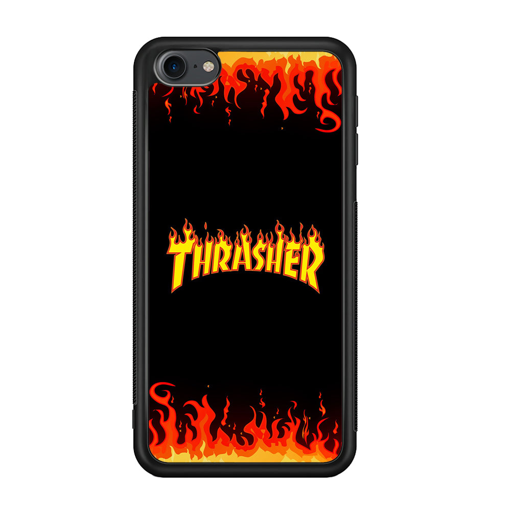 Thrasher in Fire iPod Touch 6 Case-Mobile Phone Case-Rubber Black (2D Case)-Altracase