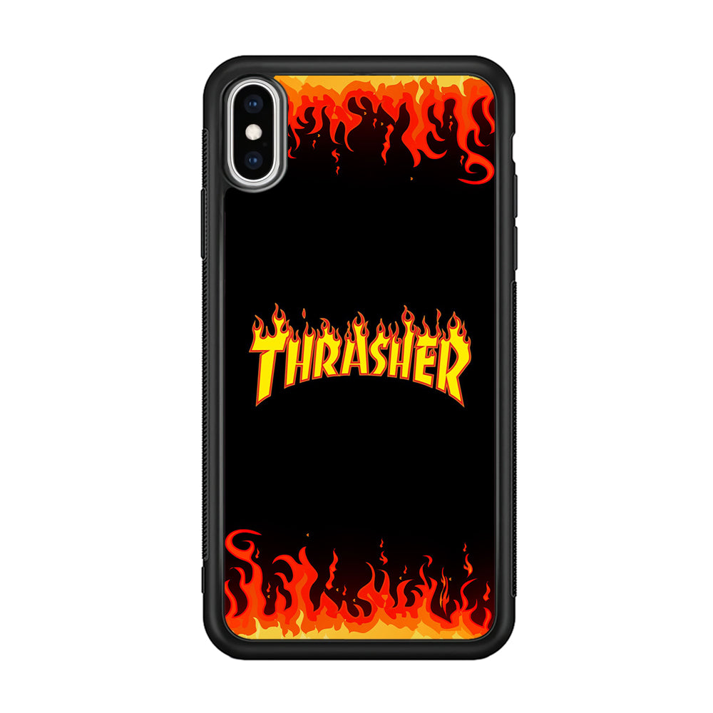 Thrasher in Fire iPhone Xs Case-Mobile Phone Case-Rubber Black (2D Case)-Altracase