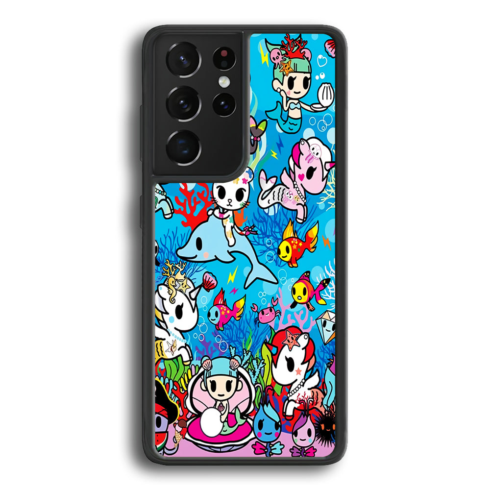 Tokidoki Sea Unicorn Samsung Galaxy S21 Ultra Case-Phone Case-Rubber Black (2D Case)-Altracase