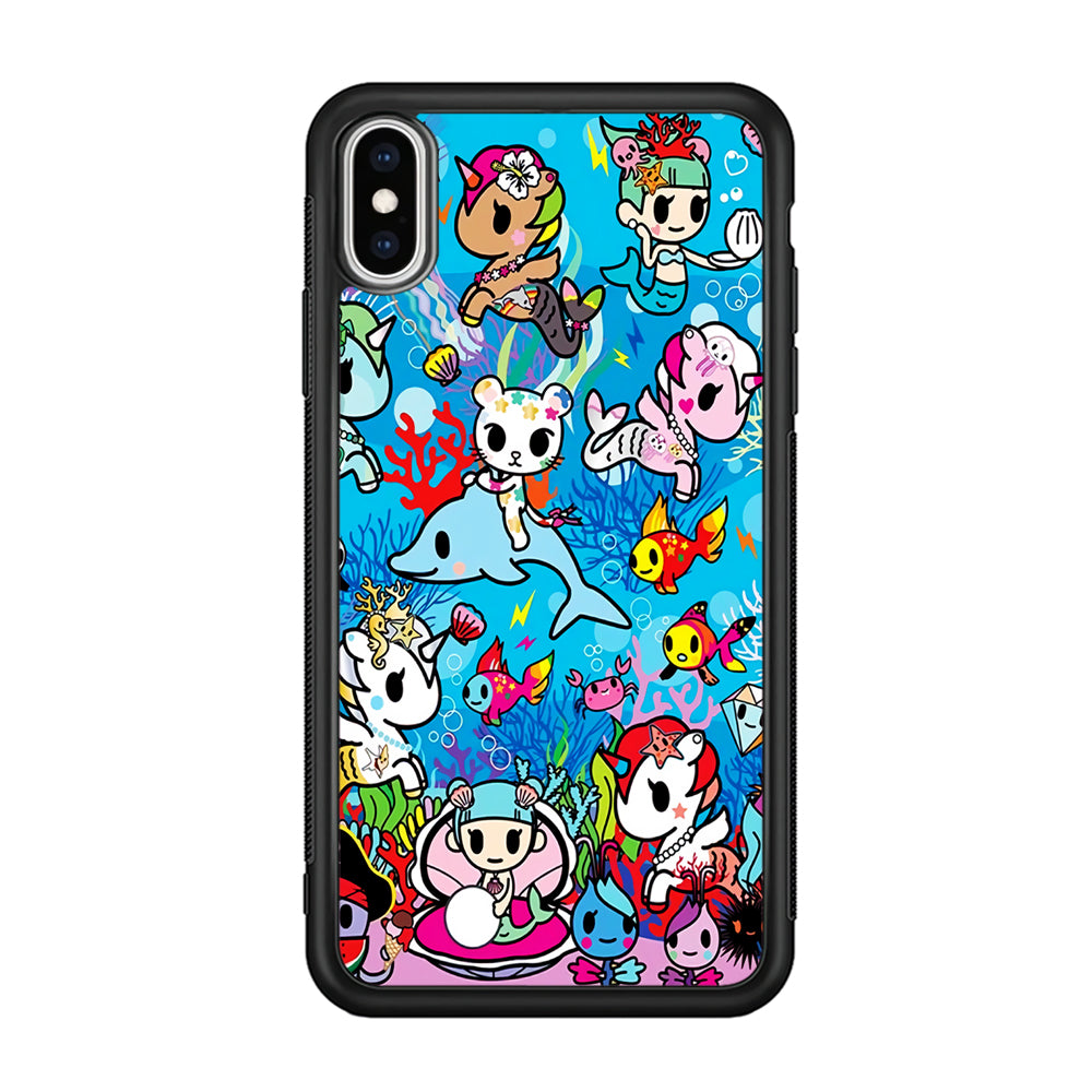 Tokidoki Sea Unicorn iPhone Xs Case-Phone Case-Rubber Black (2D Case)-Altracase