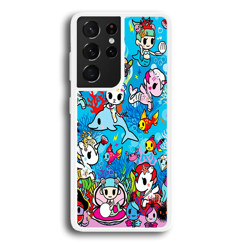 Tokidoki Sea Unicorn Samsung Galaxy S21 Ultra Case-Phone Case-Rubber White (2D Case)-Altracase