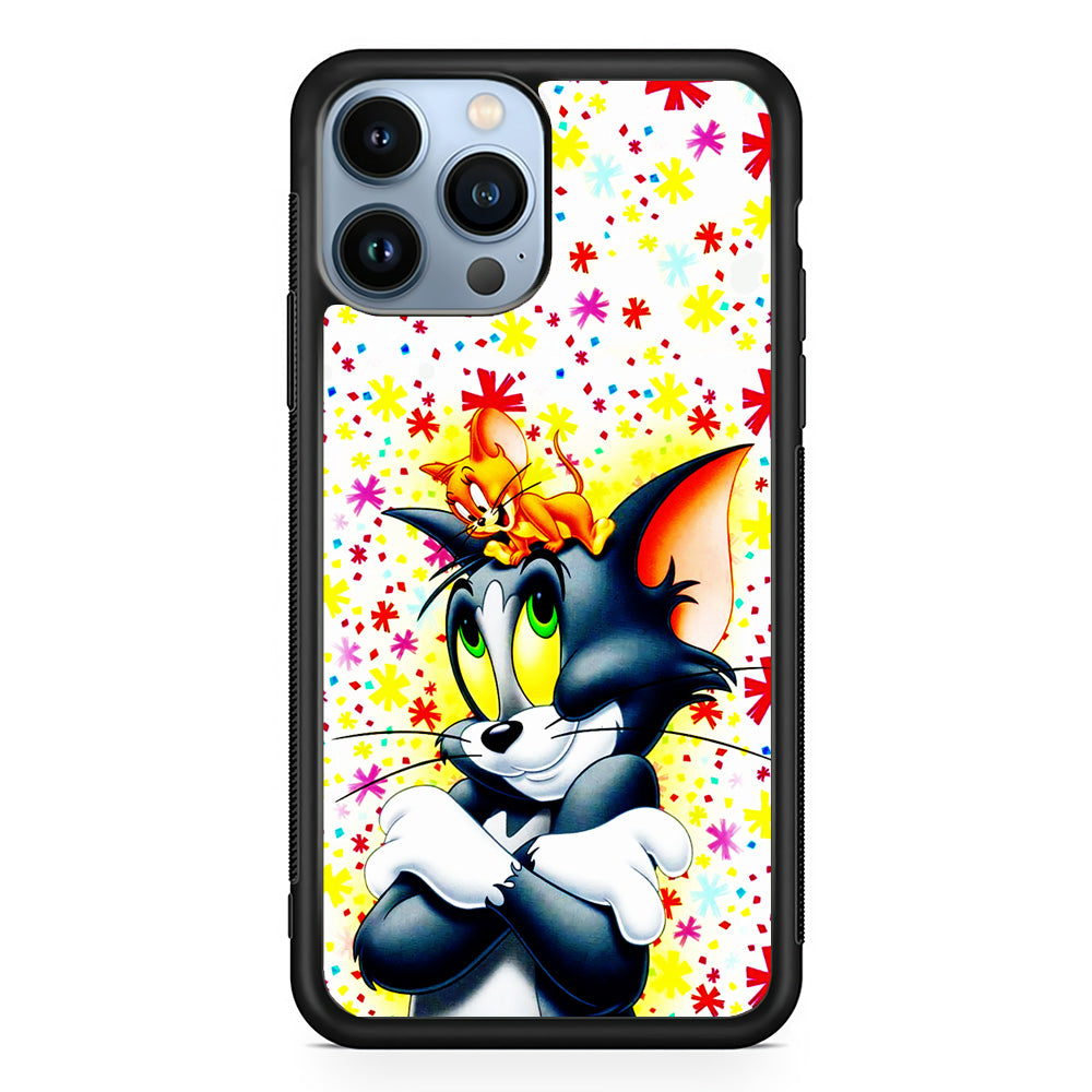Tom and Jerry Motif iPhone 15 Pro Max Case-Phone Case-Rubber Black (2D Case)-Altracase