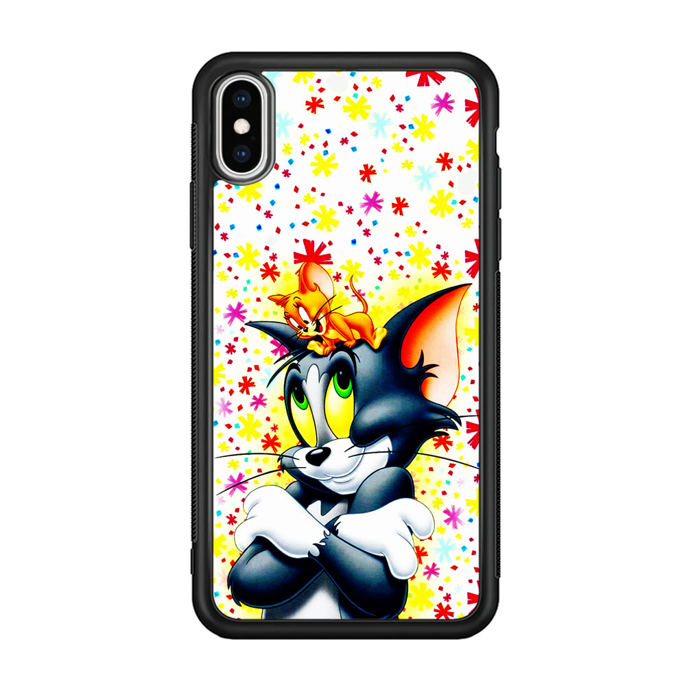 Tom and Jerry Motif iPhone Xs Case-Phone Case-Rubber Black (2D Case)-Altracase