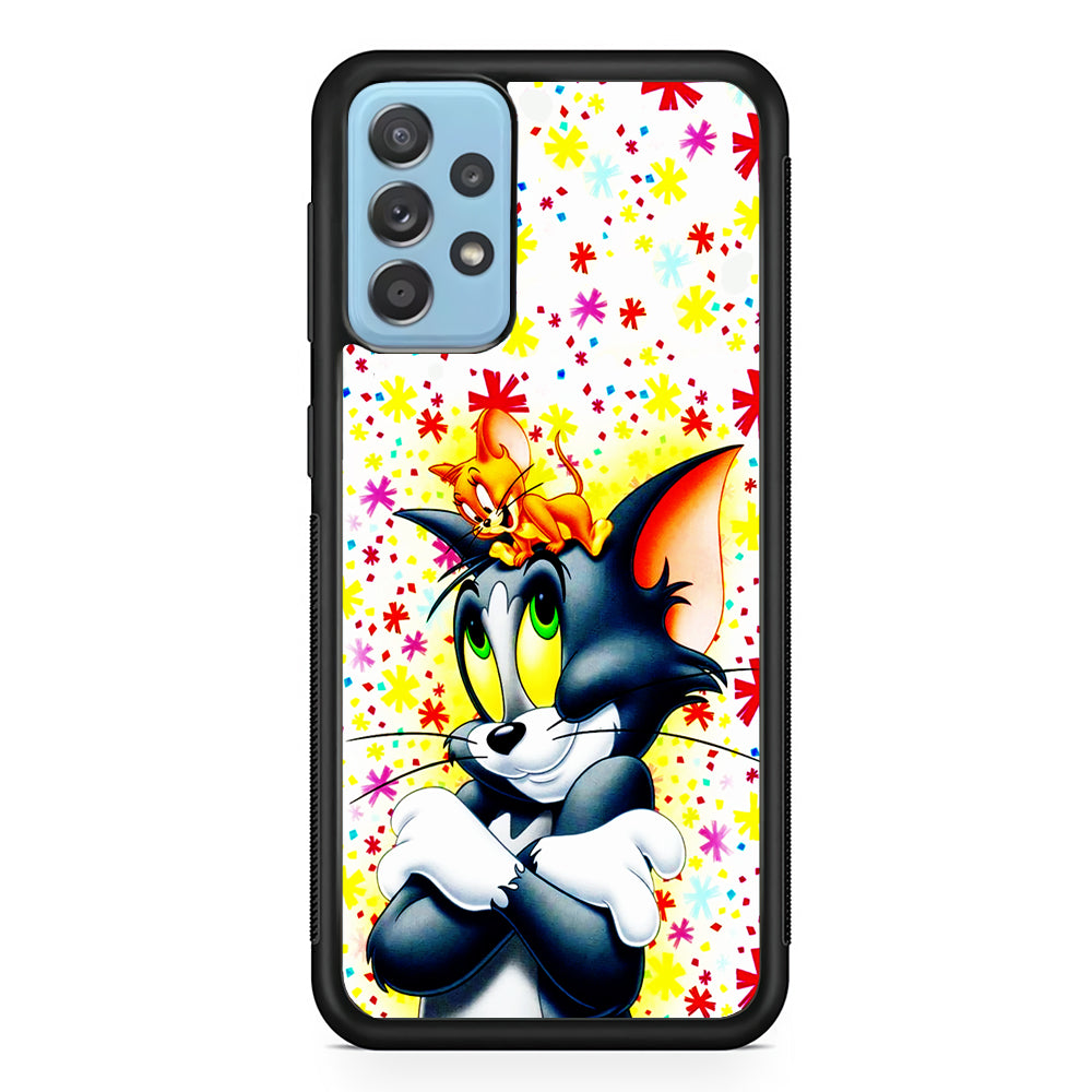 Tom and Jerry Motif Samsung Galaxy A72 Case-Phone Case-Rubber Black (2D Case)-Altracase