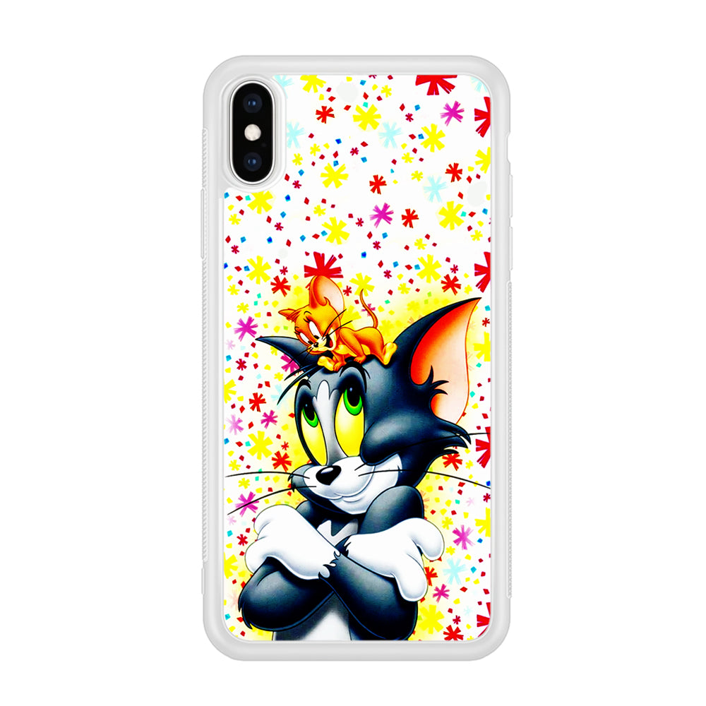 Tom and Jerry Motif iPhone Xs Case-Phone Case-Rubber White (2D Case)-Altracase