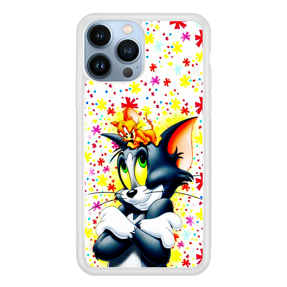 Tom and Jerry Motif iPhone 15 Pro Max Case-Phone Case-Rubber White (2D Case)-Altracase