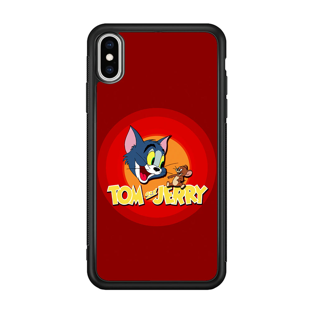 Tom and Jerry Red iPhone Xs Case-Phone Case-Rubber Black (2D Case)-Altracase